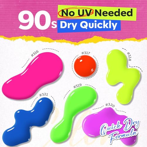 Modelones Neon Nail Polish Set – 6 Quick Dry Colors, No UV