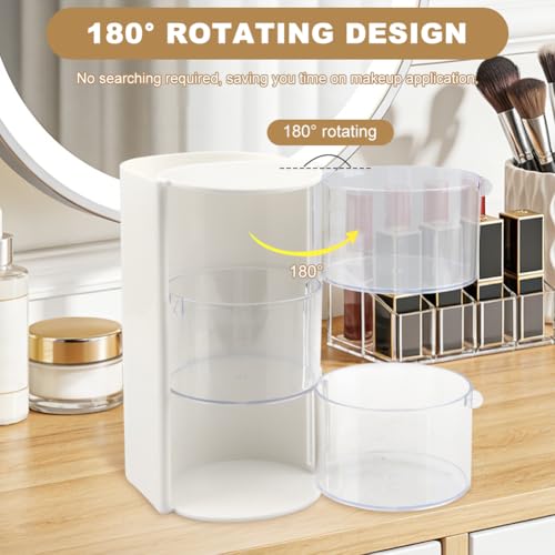 Rotating Makeup Brush & Hair Accessory Organizer - White