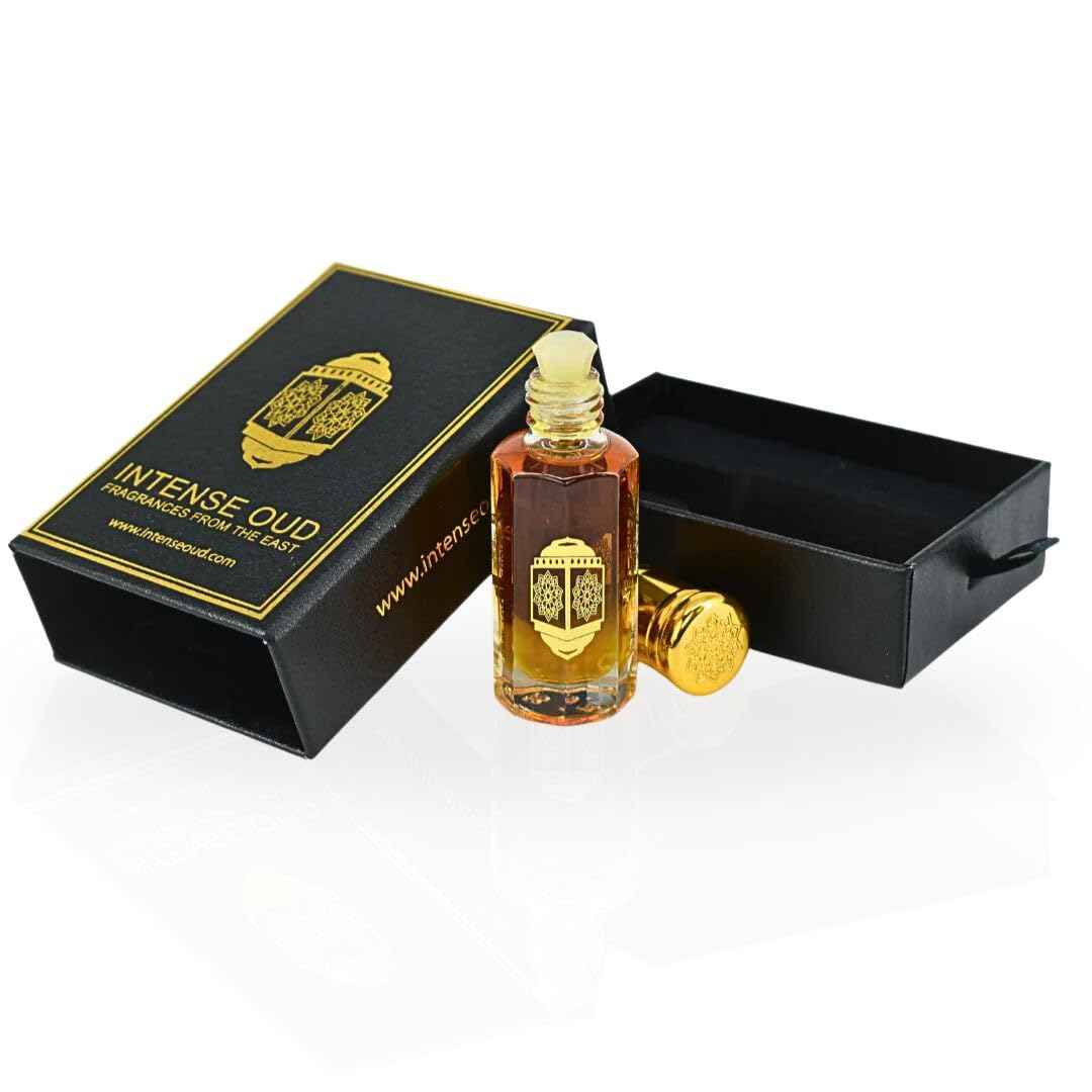 INTENSE OUD Dark Oud Ispahan Long Lasting Arabian Perfume Oils for Women 12ML (0.40 OZ) Fragrance Oil With Rose, Saffron & Oud Notes – Concentrated Perfume Oil & Elegant Gift for Women in Black Box