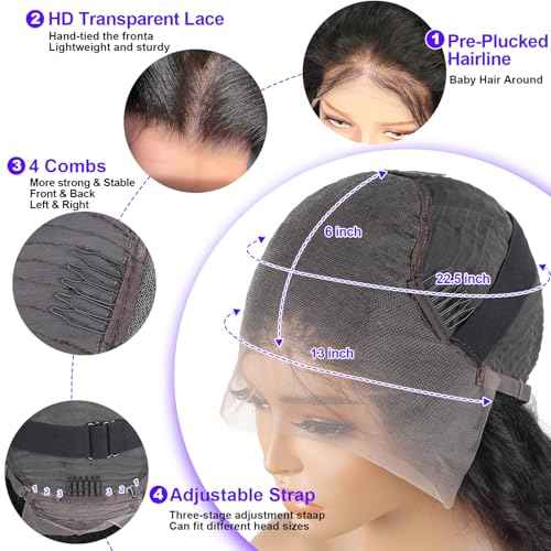 30 Inch 13x6 Lace Front Wigs Human Hair Pre Plucked 200% Density Body Wave HD Transparent Lace Frontal Wig For Women 100% Real Human Hair wigs 3X Longer Lifespan
