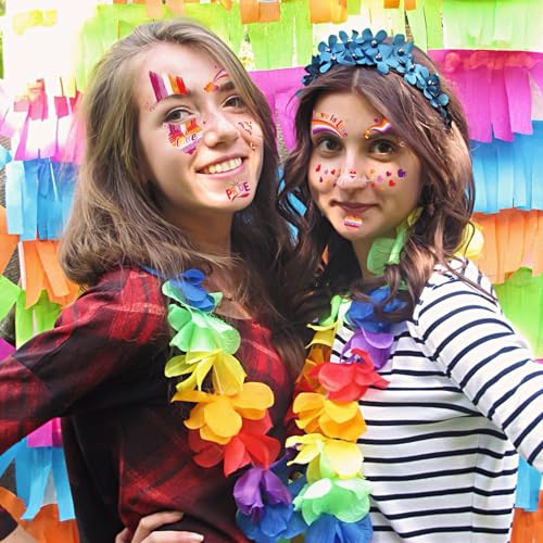 HOWAF 12pcs Lesbian Pride Glitter Face Tattoos