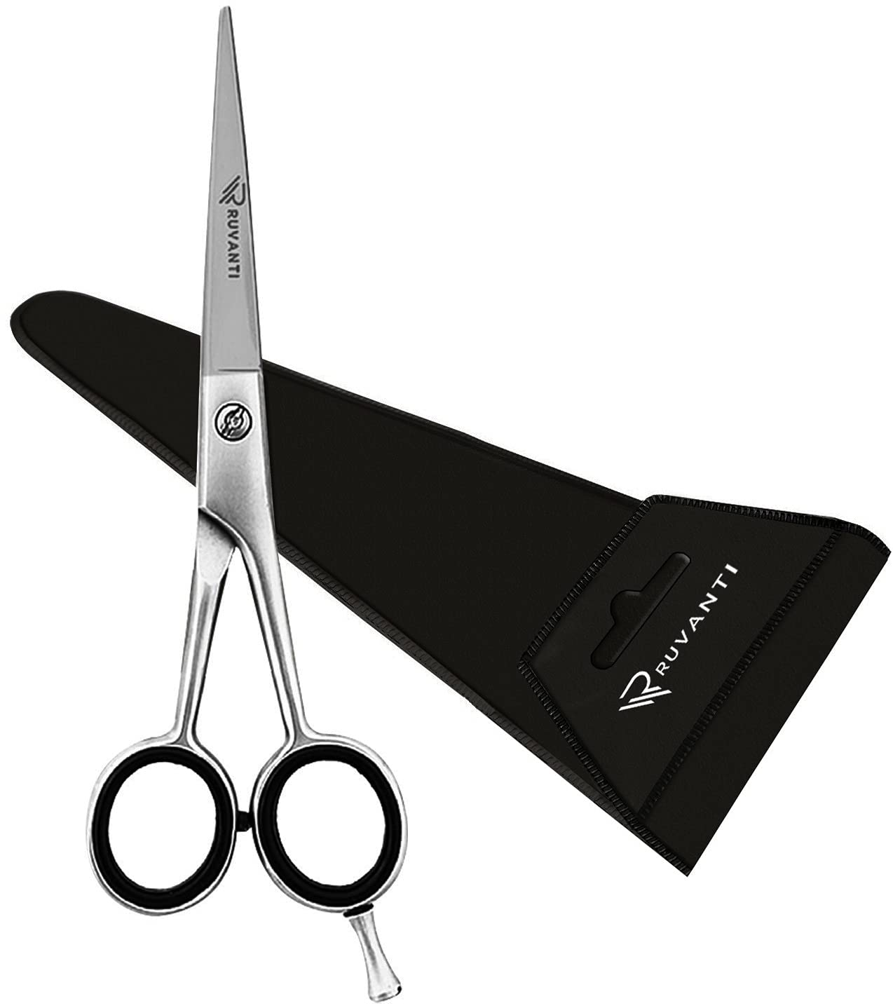 Ruvanti Professional Hair Cutting Scissors - Barber Shears for Salon and Home Use - Sharp Durable Razor Edge Tijeras De Peluqueria Profesional - Comfortable Grip Handles with Case.