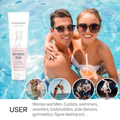Hair Removal Cream for Women: Fast, Painless Depilatory for Bikini, Pubic, Legs, Arms, Underarms ? Sensitive Skin Safe, Travel & Home Use with Scraper ? 4.2oz (1 pack)