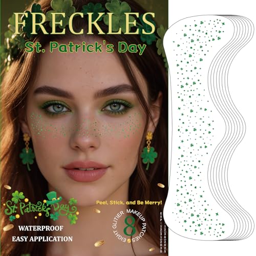 St. Patrick's Day Freckle Face Stickers - 8 Waterproof Designs