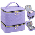RZMAYIS Purple Double Layer Nail Polish & Lamp Travel Organizer Bag
