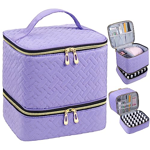 RZMAYIS Purple Double Layer Nail Polish & Lamp Travel Organizer Bag