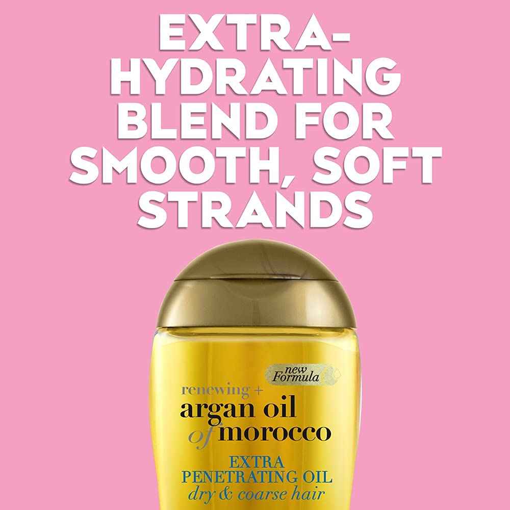 OGX Set of 2 Extra Strength Renewing + Argan Oil of Morocco Penetrating Hair Oil Treatment, Deep Moisturizing Serum for Dry, Damaged & Coarse Hair, Paraben-Free, Sulfated-Surfactants Free, 3.3 Fl Oz
