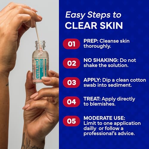 EMUAID Overnight Acne Treatment, Gentle Fast-Acting Solution with Salicylic Acid for Adults and Teens, Clears Stubborn Pimples, Cystic Acne, Blackheads, Rosacea, and Hormonal Breakouts, 1oz