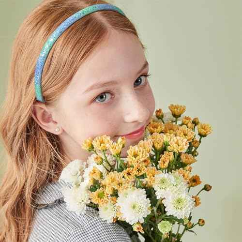 Fishdown Glitter Headband for Girls Women Sparkle Headband Accessory Set of 10
