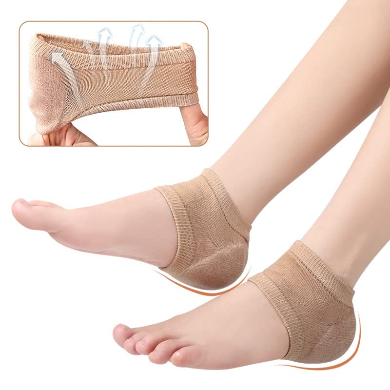 Moisturizing Heel Socks 2 Pairs for Dry Cracked Heels Soft Gel Lined Repair Spa Foot Care
