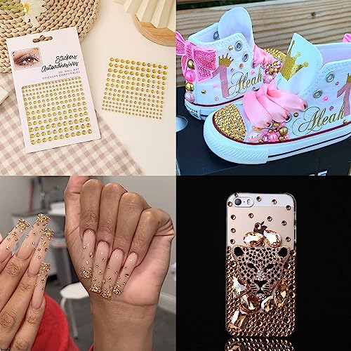 Gold Glitter Gel & Face Gems Rhinestones Makeup Set