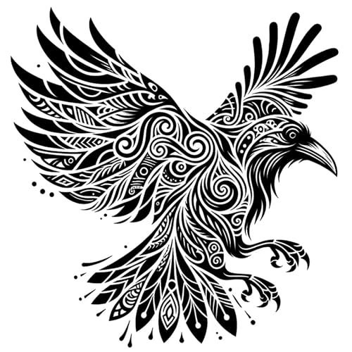 Raven Temporary Tattoos for Men & Women - Tribal Maori Design