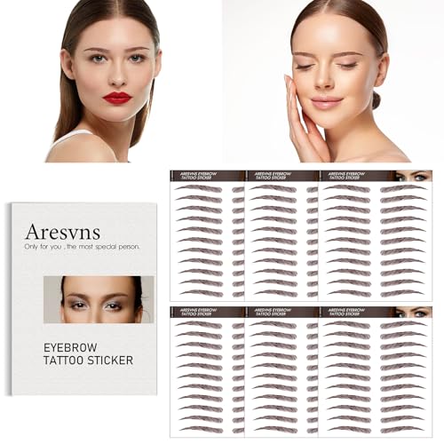 Tattoo Eyebrow 66 Pairs! 4D Hair-Like Authentic Eyebrows,Realistic Imitation Eyebrow Tattoo Stickers,Popular Brown Eyebrow for Women Girls,Waterproof and Long-Lasting 3-5 Days