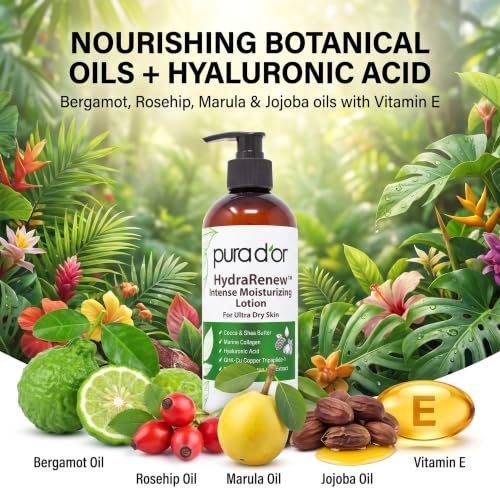 PURA D'OR HydraRenew 16oz Moisturizing Body Lotion for Dry & Sensitive Skin