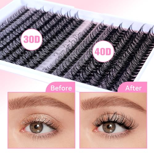 DIY Lash Extension Kit Eyelash Clusters 9-16mm,280PCS Individual Lashes Kit Perfect for At-Home Use, Beginner-Friendly with Bond Seal Remover and Tweezers (Black, 30D&40D9-16MM NM01)