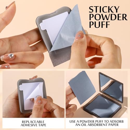 HNYYZL Blotting papers for Face,300pcs Oil blotting sheets,1 Portable box with Mirror & Makeup Puff,Makeup Friendly Oily Skin Shine Blotter,oil face wipes for Home Office School Travel