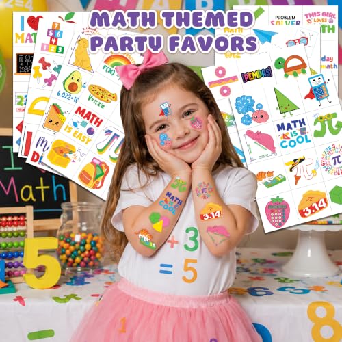96 Pc Math Temporary Tattoos for Kids - Pre-Cut Party Favors