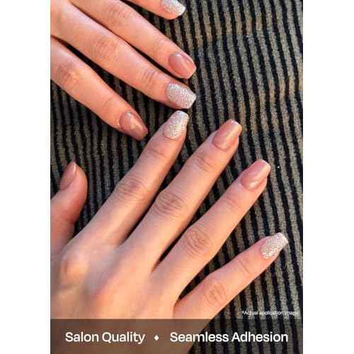 ohora Semi Cured Gel Nail Strips (N Muse Glow) - Works with Any Lamps, Salon-Quality, Long Lasting, Easy to Apply & Remove - Includes 2 Prep Pads, Nail File & Wooden Stick