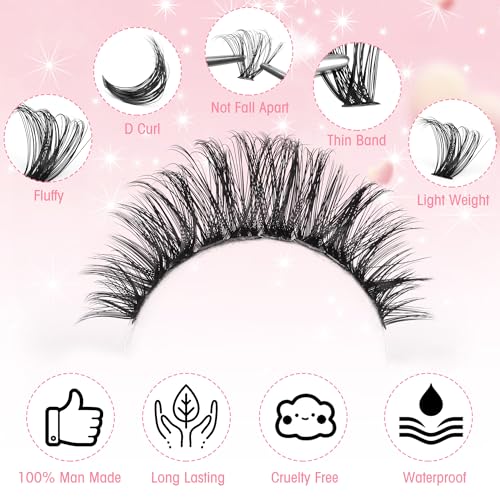 Boahankuke 640PCS Lash Clusters Kit DIY Lash Extension Kit D Curl Volume Eyelash Extensions Individual Lashes Kit with Lash Bond and Seal, Tweezers (60D 8-16mm, 80D 10-18mm) by Boahankuke