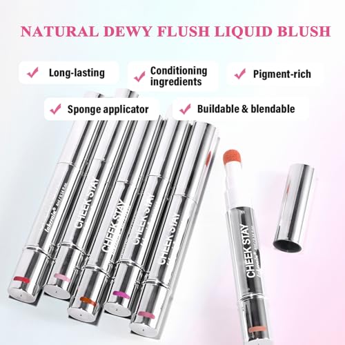 Liquid Blush for cheeks, High Pigment Buildable Long Lasting Blush Cream for radiant flushed cheeks, Natural Dewy Finish (#1 Pastel pink, 1 PC)