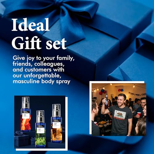 AQUA BLANCE Men's Body Spray 3-Pack, 60ml Travel Size