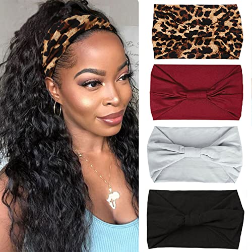 XTREND 4-Pack Wide Headbands for Women | Bohemian Elastic Hair Accessories