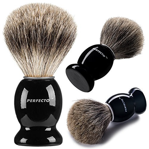 Perfecto Black 100% Pure Badger Shaving Brush Luxury Wet Shave & Grooming