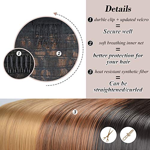26 Inch Straight Ponytail Extension Clip In - Black Synthetic Hair