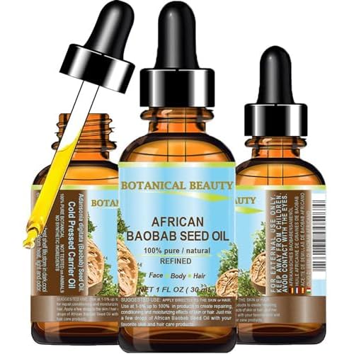 Botanical Beauty? BAOBAB SEED OIL 100% Pure Natural Refined Cold-Pressed Carrier Oil 1 Fl oz 30 ml For Face Skin Body Hair Lip Nails Rich in Vitamin C
