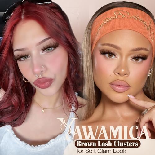Yawamica Brown Fluffy Lash Clusters 100D Volume Wispy 10-18mm