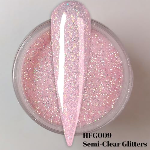 Oumisaya Glow in the Dark Nail Dip Powder Set - Pink White Glitter