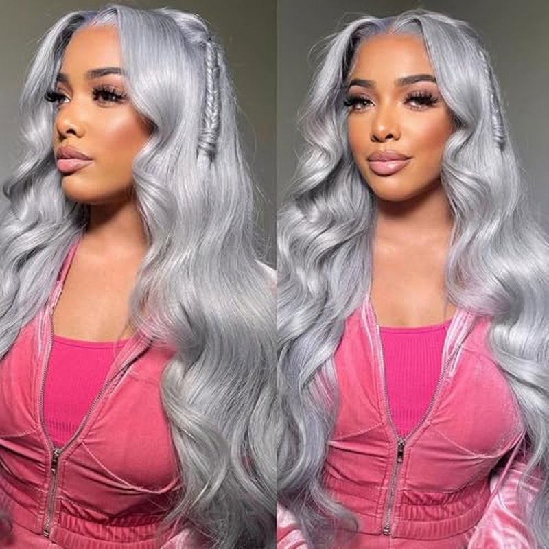 Silver Grey Body Wave Human Hair 3 Bundles 30 32 34 Inch