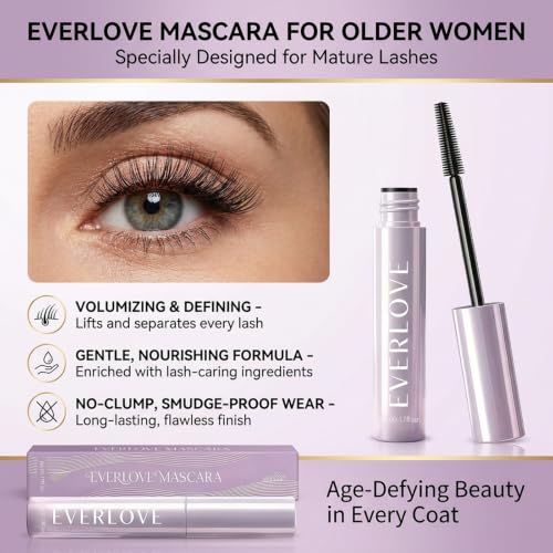 Volumizing & Lengthening Mascara for Mature Women - Waterproof, Smudge-Resistant