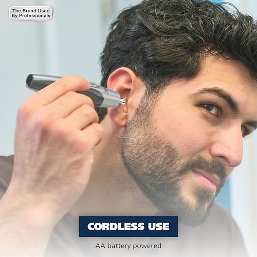 Wahl Clipper Battery Operated, Precision Ear and Nose Hair Trimmer for Men, Hygienic Nose Trimmer with Rinseable Blade for Easy Cleaning, Perfect for Travel ? Model 3026462