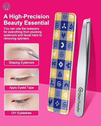 GlamTweeler Expert Slant Tip Tweezers with Leather Case