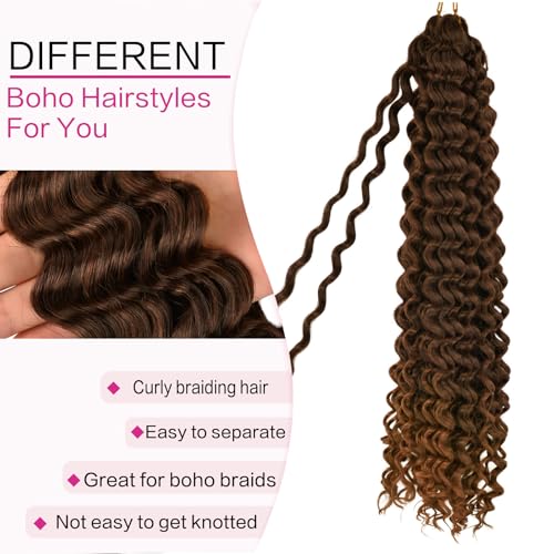 Deep Wave Crochet Hair Extensions - 22 Inch Synthetic Braiding Hair