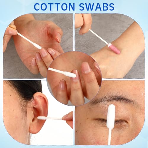 Lounsweer 400pcs Long Cotton Swabs with Storage Case - Double-Ended, 4 Inches, Model 2