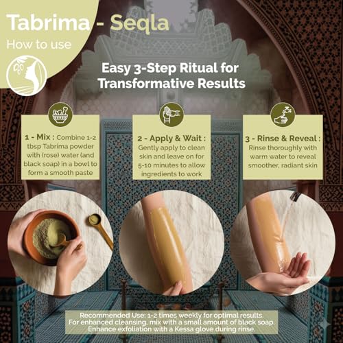 Fatima's Garden Moroccan Hammam Exfoliant - Tebrima/Soqla with Aker Fassi for Smooth, Radiant Skin - 500g