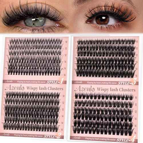 Wispy Lash Clusters - 4 Styles 10-16mm DIY Eyelash Extensions, Natural Look Lightweight, Beginner Friendly Reusable 456pcs Individual Lashes for Everyday & Party Use