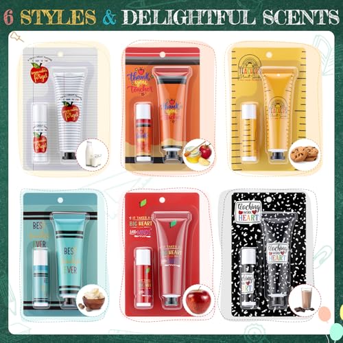 Loopeer 24 Sets Teacher Appreciation Gifts Bulk Hand Cream Lip Balm Set Thank You Gift Travel Size Hand Lotion Moisturizing Lotion Set for Teacher Appreciaton Week Graduation Staff Coworkers