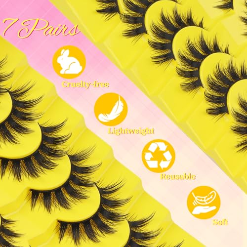 Ahrikiss Manga Spiky Anime False Eyelashes - Faux Mink 7 Pairs
