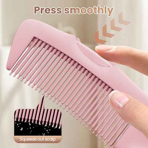 Dandruff Comb 2PC Upgraded Fine Tooth Scalp Detox Comb Lice for Women, Men & Kids Scalp Detoxing, Sweep & Massage Hair Brush Tool with Elegant Box for Hair Care (Pink)