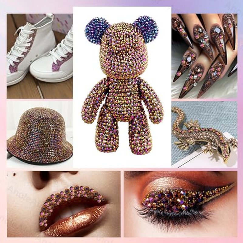 12000 Tan AB Rhinestones Kit, 2-6mm Flatback Gems with Tools