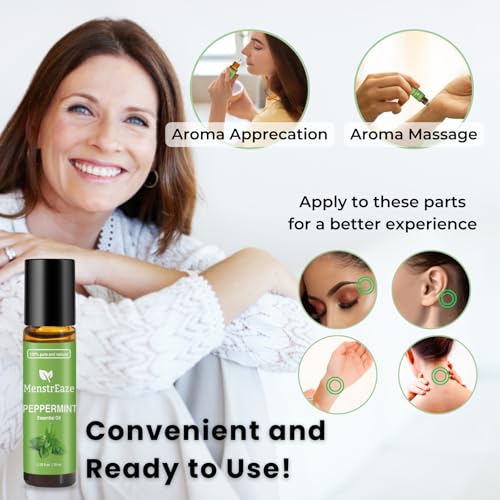 MenstrEaze Peppermint Essential Oil Roll-On for Headache Relief - 2 Pack