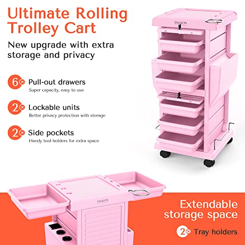 Professional Salon Trolley Cart with 6 Trays, Lockable & Mobile