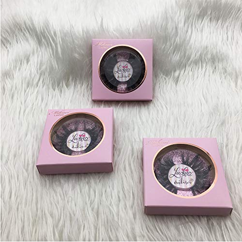 Mink lashes Mikiwi 3 Pairs Eyelashes D384-3, Real Mink Eyelashes, Fluffy Mink Lashes, Thick HandMade Full Strip Lashes, Cruelty Free Luxury Makeup Dramatic Lashes, 20mm 3D Mink Lashes