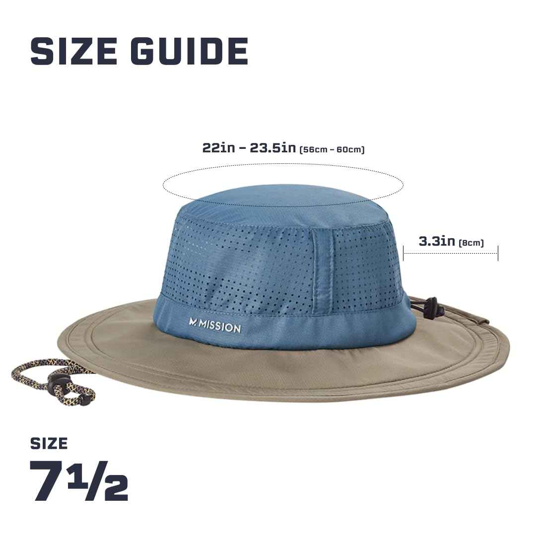 MISSION Navy/Khaki Cooling UPF Boonie Hat - Unisex Sun Hat for Hiking, Beach & Fishing - Sweat & Water Activated Technology