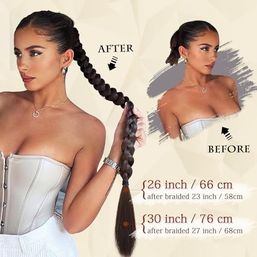26 Inch Braided Ponytail Extension - Ash Blonde Synthetic Hair