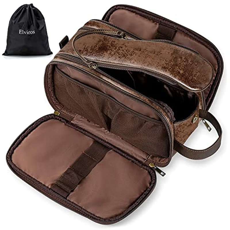 Elviros Men's Small Toiletry Bag | Water-Resistant Dopp Kit