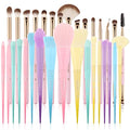 Docolor 15Pcs Eye Makeup Brushes Set + 17Pcs Colourful Makeup Brush Set Premium Kabuki Foundation Blending Face Powder Synthetic Makeup Brushes Set